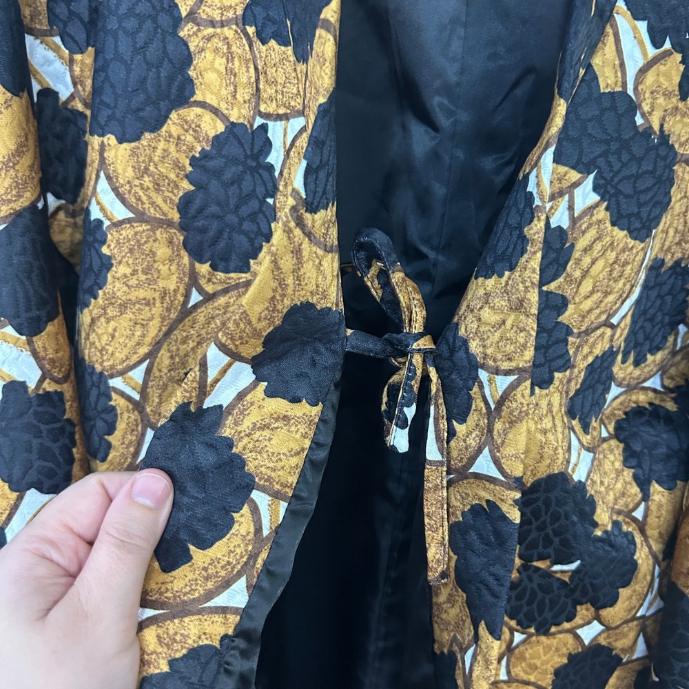 Floral Jacquard Kimono Jacket S Gold Black Dark Romantic Whimsigoth Indie Luxe - Picture 4 of 8